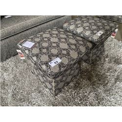 SHERRILL FURNITURE POEMA BLACK FABRIC STUDDED OTTOMAN