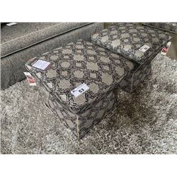 SHERRILL FURNITURE POEMA BLACK FABRIC STUDDED OTTOMAN