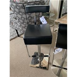 MODERN BLACK LEATHER & CHROME GAS LIFT BAR STOOL