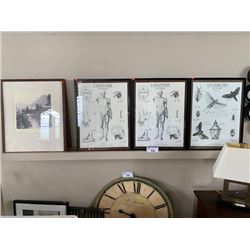 SHELF OF ASSORTED ARTWORK / WALL DECOR