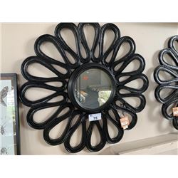 DARK WOOD FLOWER WALL MIRROR