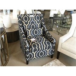 EVA BLACK & GOLD PATTERNED ARM CHAIR WITH THROW PILLOW