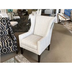 SHERRILL FURNITURE 1551 LINEN FABRIC WING BACK ARM CHAIR