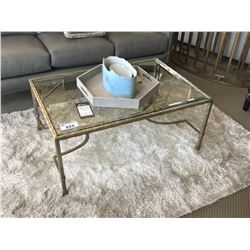 TRIFECTA HAMMERED IRON & GLASS COCKTAIL TABLE & END TABLE WITH DECOR ITEMS