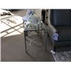 Image 2 : TRIFECTA HAMMERED IRON & GLASS COCKTAIL TABLE & END TABLE WITH DECOR ITEMS
