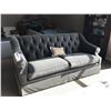 Image 1 : GREY BUTTON BACK DEEP SEAT FABRIC 3 SEAT SOFA