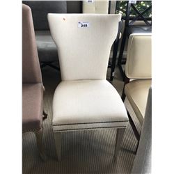 CREAM FABRIC STUDDED DINING CHAIR