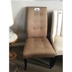 BEIGE FABRIC STUDDED DINING CHAIR