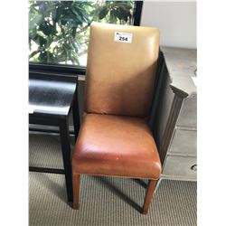 BROWN MULTI TONE LEATHER DINING CHAIR