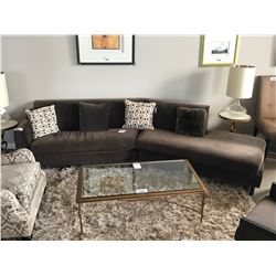 KEATON BROWN MICRO FIBER MODERN SECTIONAL SOFA WITH THROW PILLOWS