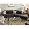Image 1 : KEATON BROWN MICRO FIBER MODERN SECTIONAL SOFA WITH THROW PILLOWS
