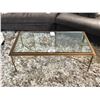 Image 1 : GOLD IRON & GLASS COCKTAIL TABLE WITH A PAIR OF GOLD IRON & GRANITE END TABLES