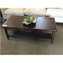 DARK SOLID MAPLE SINGLE DRAWER 24" X 52" COCKTAIL TABLE