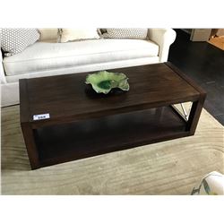 DARK WOOD & CHROME COCKTAIL TABLE WITH DECOR ITEMS