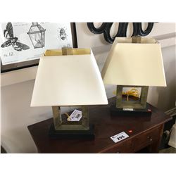 PAIR OF BRASS DOUGHNUT TABLE LAMPS