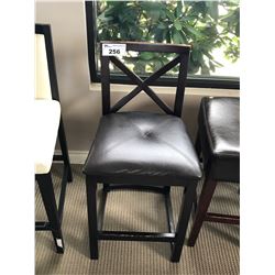 DARK WOOD & LEATHER BAR CHAIR