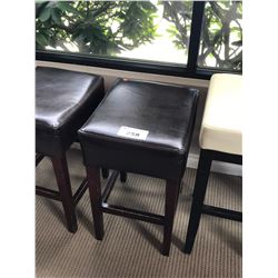 DARK WOOD & LEATHER BAR STOOL