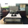 Image 1 : METAL FRAMED STUDDED DOUBLE BED WITH MATTRESS, BEDDING, THROW PILLOWS & DECOR ITEMS