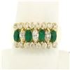 Image 1 : 14k Yellow Gold 2.02 ctw Prong Marquise Emerald & Diamond Quality Pyramid Ring