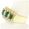 Image 2 : 14k Yellow Gold 2.02 ctw Prong Marquise Emerald & Diamond Quality Pyramid Ring