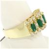 Image 3 : 14k Yellow Gold 2.02 ctw Prong Marquise Emerald & Diamond Quality Pyramid Ring