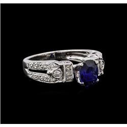 1.02 ctw Sapphire and Diamond Ring - 14KT White Gold