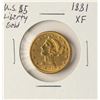 Image 1 : 1881 $5 Liberty Head Half Eagle Gold Coin