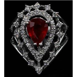 1.89 ctw Ruby and Diamond Ring - 14KT White Gold