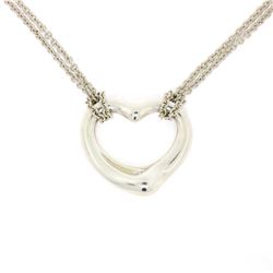 Tiffany & Co Elsa Peretti Sterling Silver Open Heart Dual Chain Pendant Necklace