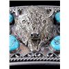 Image 4 : Navajo Large Sterling Buffalo & Turquoise Buckle