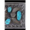 Image 7 : Navajo Large Sterling Buffalo & Turquoise Buckle
