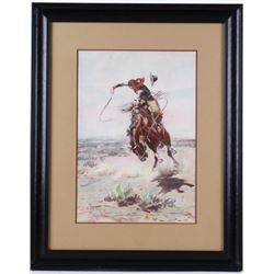Original C.M. Russell Chromolithograph A Bad Hoss