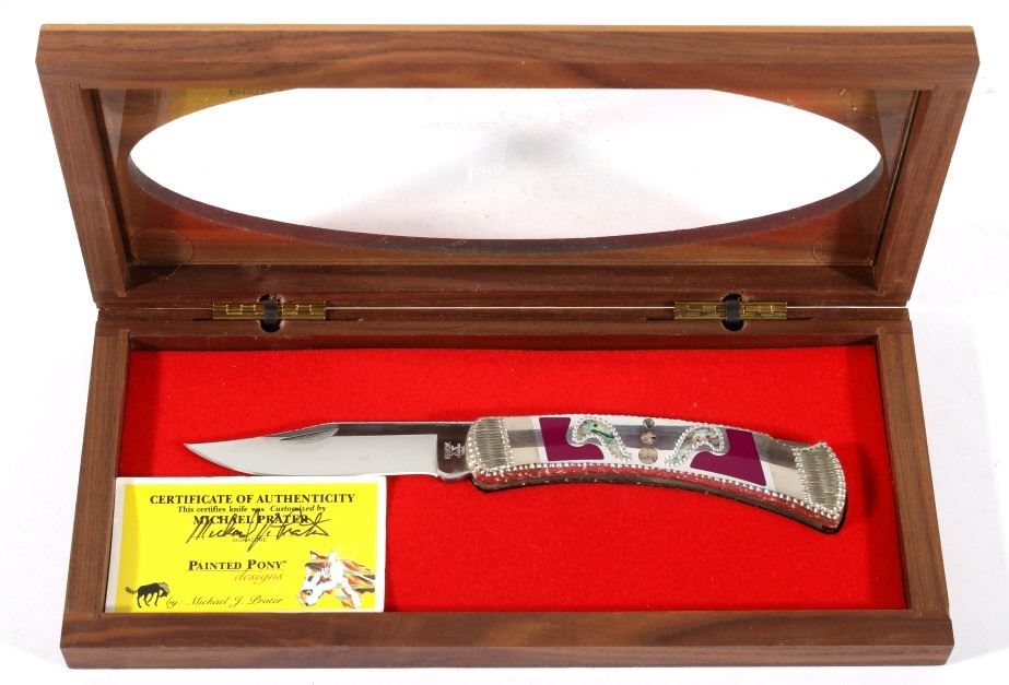 Michael Prater Buck 110 Custom Painted Pony Knife