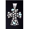 Image 1 : Navajo Sterling Turquoise & Cross Pendant Signed