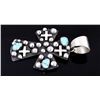 Image 2 : Navajo Sterling Turquoise & Cross Pendant Signed
