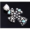 Image 3 : Navajo Sterling Turquoise & Cross Pendant Signed