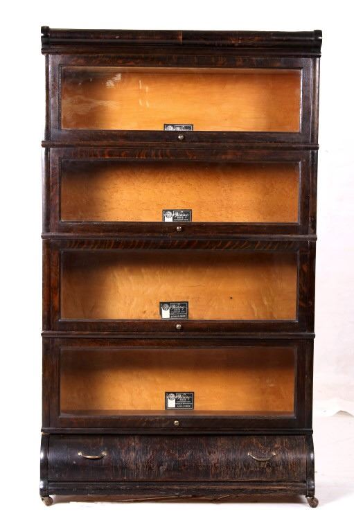Antique Viking Oak Veneer Barrister's Bookcase