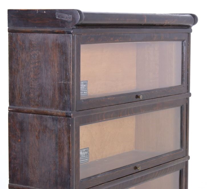 Antique Viking Oak Veneer Barrister's Bookcase