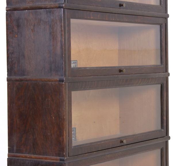 Antique Viking Oak Veneer Barrister's Bookcase