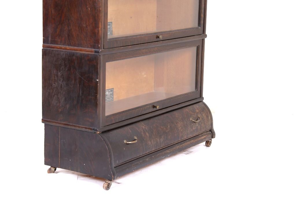 Antique Viking Oak Veneer Barrister's Bookcase