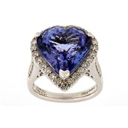 12.98 ct. Tanzanite & Diamond Platinum Ring