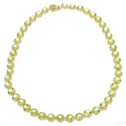 57.58 ct Peridot Yellow Gold Overlay 925 Necklace