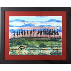 Original Watercolor by Crow Native Leland Stewart