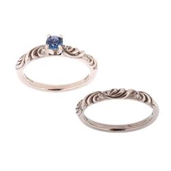 Montana Yogo Sapphire ArtCarved Palladium Ring Set