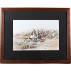 Original CM Russell Chromolithograph Custer Fight