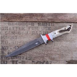 M.T. Knives Sambar Stag & Jasper Damascus Knife