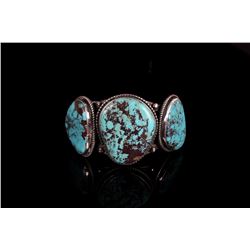 Signed Navajo Sterling & Pilot Mountain Bracelet