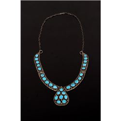 Signed Navajo Sterling Silver & Turquoise Necklace