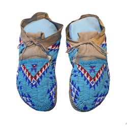 Arapaho Fully Beaded Moccasins circa 1900-1910