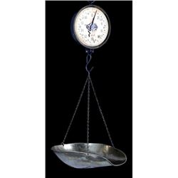 20LB Vintage Brass Spring Scale and Bowl Serial "D